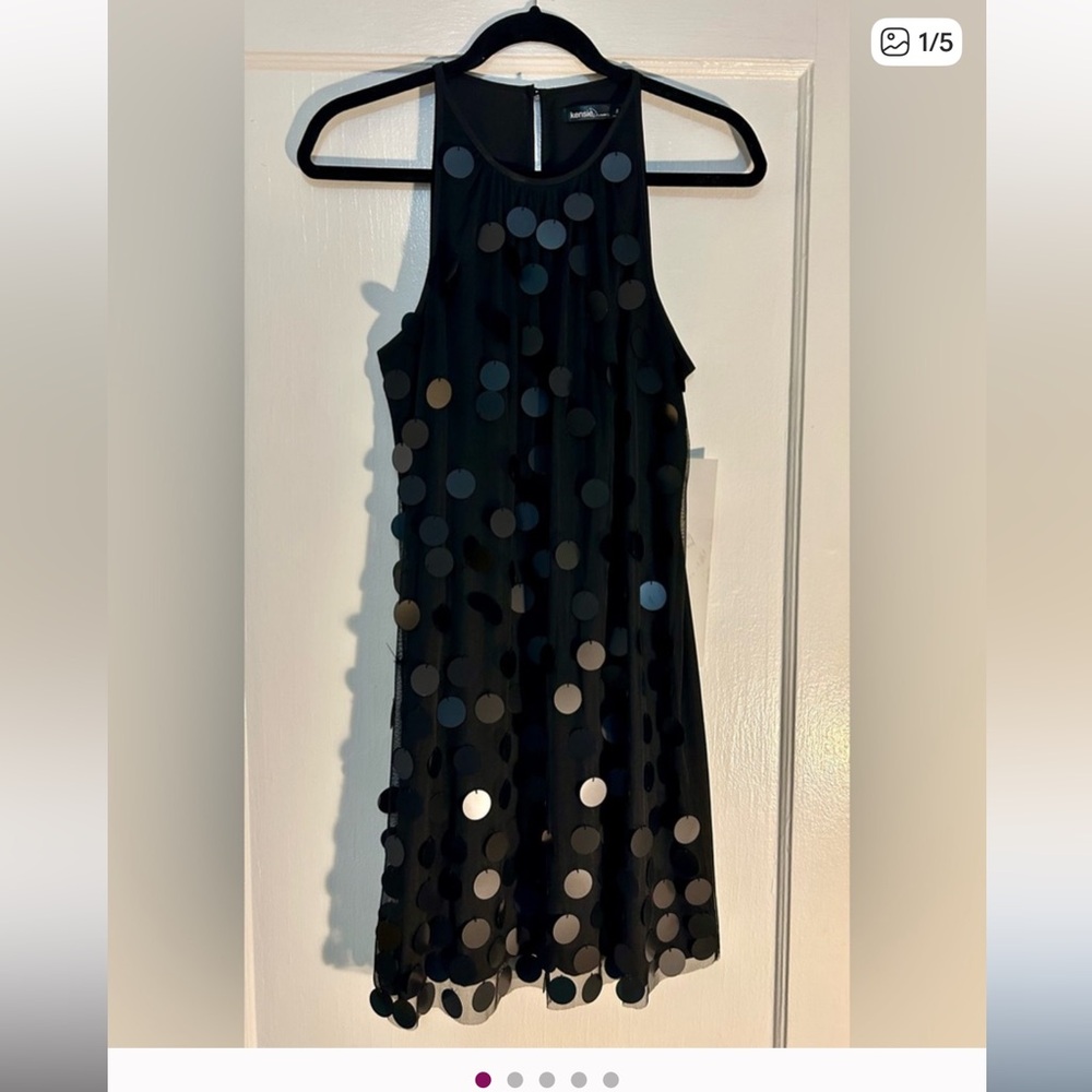 Kensie Black Dress with Circular Accents
